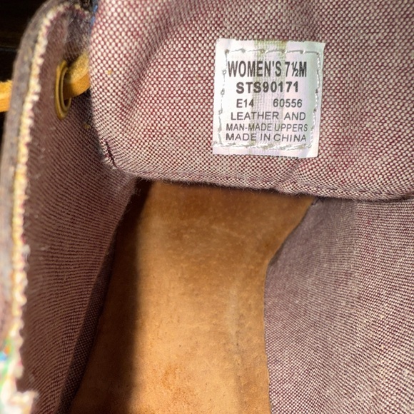 Sperry Hadley Tapestry Leather Wedge Boots Brown Floral Ankle Women's Shoes 7.5 - Picture 9 of 9